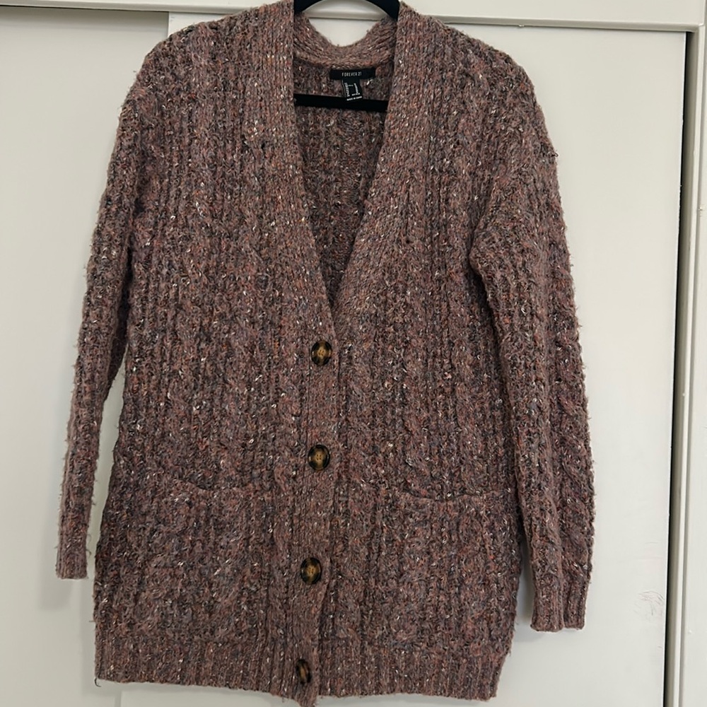 Marled Knit Button Up Sweater